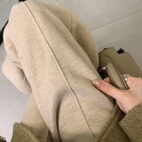 卓贝欣孕妇裤子秋冬季外穿毛呢裤加绒加厚直筒裤托腹长裤哈伦裤秋冬装 卡其色（春秋款不加绒） M 90-110斤