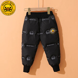 WALNUT DUCK小黄鸭儿童冬季加厚束脚长裤新款休闲保暖冬装轻薄羽绒裤潮FK939 黑色 100 （建议身高90-100）