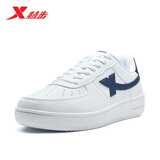 特步情侣男女板鞋小白鞋空军一号冬季革面保暖运动板鞋休闲鞋