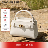 CHARLES&KEITH金属扣带凯莉包婚包手提单肩包包女包生日礼物CK2-50270880 Cream奶白色 S