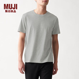 无印良品 MUJI 男式 印度棉天竺编织 圆领短袖T恤 ABA01A0S 灰色 L