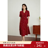独束大码女装法式小翻领连衣裙女夏季新款遮肉显瘦雪纺裙子 红色-长款 2XL （尺码：4）