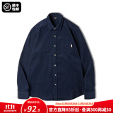 马登工装 美式休闲灯芯绒纯棉长袖衬衫叠穿内搭外套条绒衬衣男秋 藏蓝 S