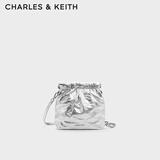 CHARLES&KEITH迷你菱格流浪包单肩斜挎双肩包包女包生日礼物CK2-60782390 【S号】Silver银色 S