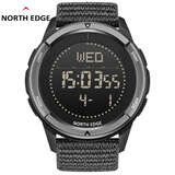 NORTH EDGE碳纤维户外运动电子手表男士轻便指南针计步卡路里秒表节拍器腕表 ALPS【黑色】