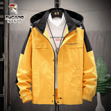 啄木鸟外套男士夹克春秋季新款轻商务休闲中青年男装连帽上衣服免烫抗皱 JK9902黄色 不加绒 2XL （建议125-145斤）