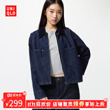 优衣库【狂欢价】女装休闲拉链短茄克/外套巴恩风翻领夹克 479208 69 藏青色(深牛仔色) XS /150/76A