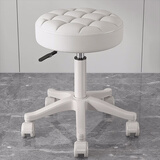 卓博凳子吧台椅升降椅美容凳滑轮凳转椅圆凳椅子BT33米白