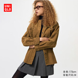 优衣库女装灯芯绒衬衫式茄克/长袖外套480318 36 褐色 L /160/88A