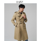 汉尼（HANY）德式战壕风衣男外套男士英伦风切尔西军大衣黑色大衣长款男装春季 特洛斯卡其 【长款】 M (48) 【建议130-150斤】