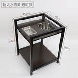 斯派森 成都茶楼棋牌钢木茶几麻将机麻将桌茶几一体边几加厚款 双缸黑色（2个起发）