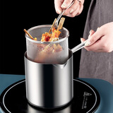 onlycook油炸锅304不锈钢家用炸天妇罗薯条燃气电磁炉可用省油小炸锅-1.1L