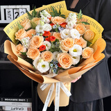 领香鲜花速递香槟玫瑰花束表白送女友老婆生日礼物全国同城配送 19朵香槟玫瑰花束【钟情】