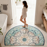 欧纶斯（Oulens）入户门垫地垫客厅卧室地垫进门脚垫卫生间厨房厕所门口地垫可裁剪 云朵-半圆 120cm*80cm 【绒面亲肤脚感舒适】