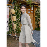 ZIHAN紫涵新中式气质套装裙女夏季吊带连衣裙罩衫两件套 青黛绿 S