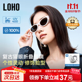 LOHO折叠复古猫眼墨镜女2025新高级感窄框gm偏光太阳眼镜男防紫外线