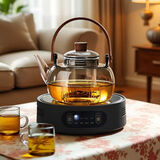 忆壶茶（YIHUTEA）蒸煮茶壶煮茶器玻璃泡茶壶电陶炉加热烧水壶家用围炉功夫茶具套装 【大功率】电陶炉+提梁壶 1000ml
