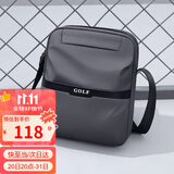 高尔夫GOLF单肩包男士休闲斜挎包男大容量牛津布学生随身小挎包可装ipad轻便手机包防泼水运动男包 黑配灰 