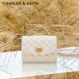 CHARLES&KEITH菱格链条手提斜挎包小方包包女包生日礼物CK2-50701608 Cream奶白色 S