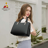 稻草人（MEXICAN）女包百搭简约手提包女大容量斜挎包大包生日礼物送女生 黑色