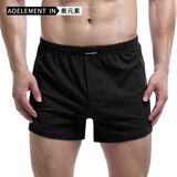 奥元素 男士内裤男平角裤纯棉中腰阿罗裤运动宽松四角裤青少年男生裤衩 黑色 XL