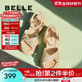 百丽（Belle）满钻条带繁星休闲凉鞋女商场款厚底凉鞋A9S2DBL4 杏色 36 (230mm)