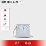 CHARLES&KEITH迷你菱格流浪包单肩斜挎双肩包包女包生日礼物CK2-60782390 Sea Salt Blue海盐蓝 S