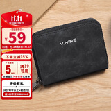 第九城（V.NINE）男士卡包多卡位钱包驾驶证风琴式证件包生日礼物送老公男友送父亲礼盒包装 黑色 11卡位 