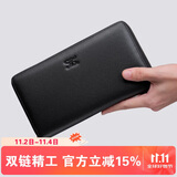 七匹狼钱包男士手拿包真牛皮卡包双拉链大容量实用生日礼物送男友老公