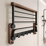 模范夫人胡桃木毛巾架浴室置物架免打孔厕所高端卫生间洗手间实木浴巾架子