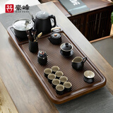 豪峰2025新款整块实木茶盘一体烧水壶家用黑陶整套茶具套装中秋节礼物