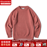 马登工装 美式复古重磅菠萝纹粗毛衣加厚实圆领落肩休闲针织衫男 加州橙 S