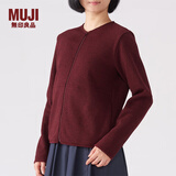 无印良品 MUJI 女式 针织抓绒 拉链开衫 W8AB231 深紫红色 M
