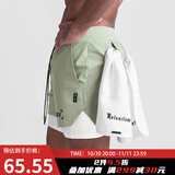 GEKM 新款运动短裤男假两件速干五分裤户外跑步训练双层篮球健身裤 DK-XW(K-55)果绿色(双层) XL 【建议140-160斤】