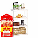 索尔诺（SuoErnuo）置物架家用简约台面落地储物收纳架层架厨房客厅多功能置物架子 四层米白【长42宽22高80】
