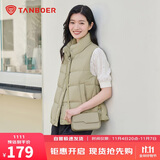 坦博尔羽绒服马甲女立领宽松外搭短款羽绒背心外套TD236006 奶茶棕 170