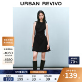 UR2025春季新款女摩登气质褶皱收腰显瘦无袖连衣裙UYY750030 黑色 XS