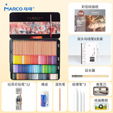 马可（MARCO）雷诺阿120色油性彩色铅笔专业美术绘画致铁盒套装开学学生情侣送礼物母亲节赠彩铅纸+配件48件套
