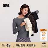 森马（Semir）长袖T恤女吸湿发热抗菌紧身内搭2024圆领抓绒套头衫109724101007
