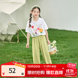 茵曼儿童女童防蚊裤凉感休闲长裤2025夏季洋气束脚裤子薄款中大童潮 绿色-F3832174A 170