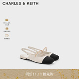 CHARLES&KEITH珠链绊带饰低跟凉鞋玛丽珍鞋女鞋子女生日礼物CK1-70900382 CK1-70900382-2粉白色 37
