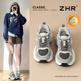 ZHR加绒老爹鞋女厚底冬季保暖雪地棉鞋女内增高百搭女鞋IF95A灰色37