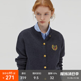 fano studios范洛2025秋季新款羊毛针织毛衣开衫学院撞色徽章刺绣金属扣上衣女 深灰色 S （第二批）