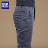 罗蒙高端秋冬季宽松休闲裤男士2025新款纯棉直筒裤商务弹力长裤子男款 灰色常规 31 码