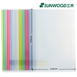 三木（SUNWOOD）RB3304 透明抽杆报告夹/文件夹A4  内径10mm 5色杆 10个装