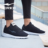 鸿星尔克（ERKE）男鞋情侣运动鞋男减震防滑跑步鞋轻便旅游鞋子休闲网面跑鞋子 正黑-男款 42