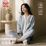 猫人【空气棉夹层】女士睡衣女秋冬长袖加厚纯棉家居服外穿25年新品