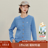 茵曼（INMAN）章若楠同款复古老钱风女装开衫毛衣2025秋季新品通勤感针织衫 碧海蓝 M