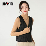 雅鹿2025冬季新款轻薄羽绒马甲女背心内胆保暖短款修身内穿贴身马夹 黑色 S