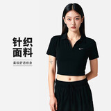耐克(NIKE)春夏女短袖T恤 POLO衫 运动休闲 简约时尚 DV7885-010黑L